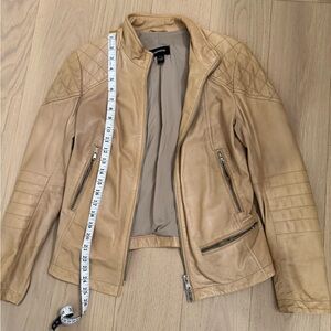Danier Beige Real Leather Moto Jacket Size XS